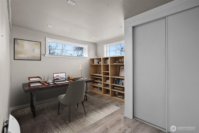 office area featuring hardwood / wood-style flooring