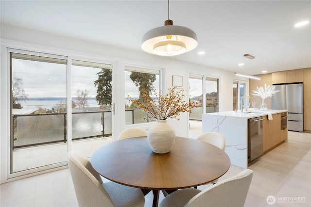 dining room featuring sink