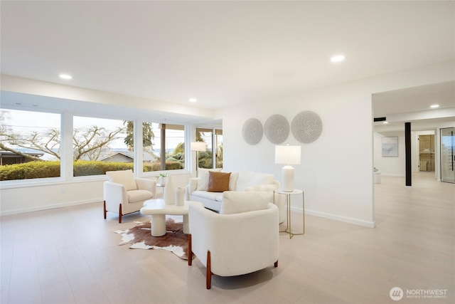 living room featuring light wood-type flooring