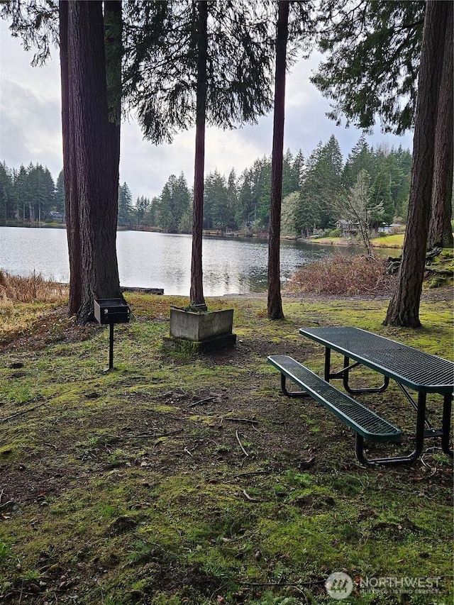 view of property's community with a water view