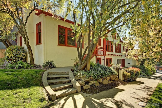 exterior space with stucco siding