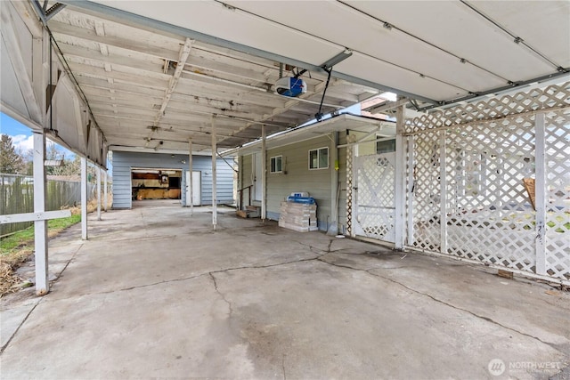 exterior space featuring a garage door opener