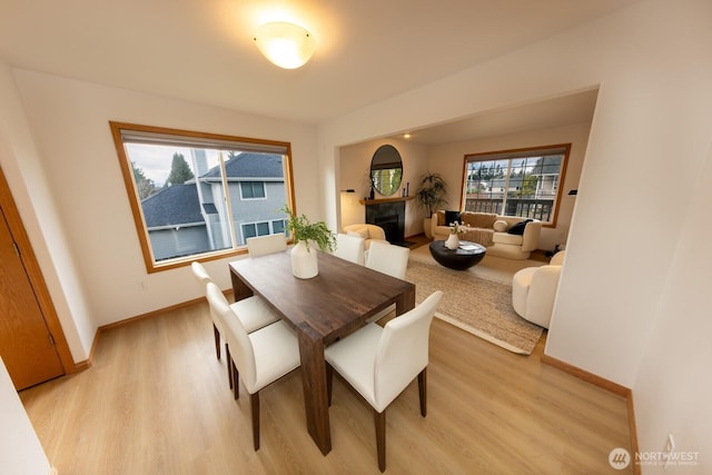 dining area featuring light hardwood / wood-style flooring