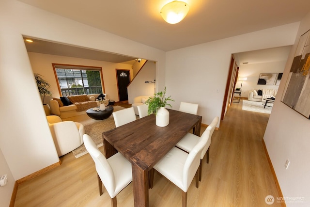 dining room with light hardwood / wood-style flooring