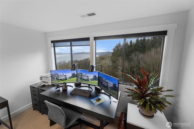 view of carpeted office