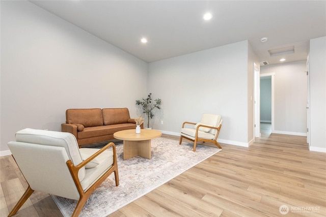 living room featuring light wood-type flooring