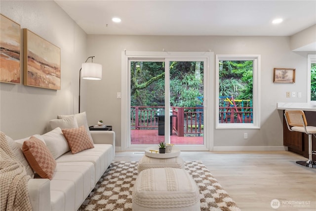 living room featuring light hardwood / wood-style floors