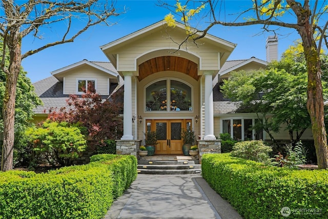 doorway to property with french doors