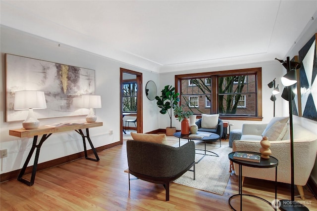 sitting room featuring hardwood / wood-style floors