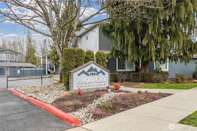 view of community sign