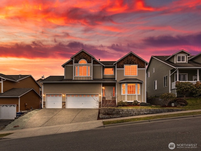 view of front of house with a garage