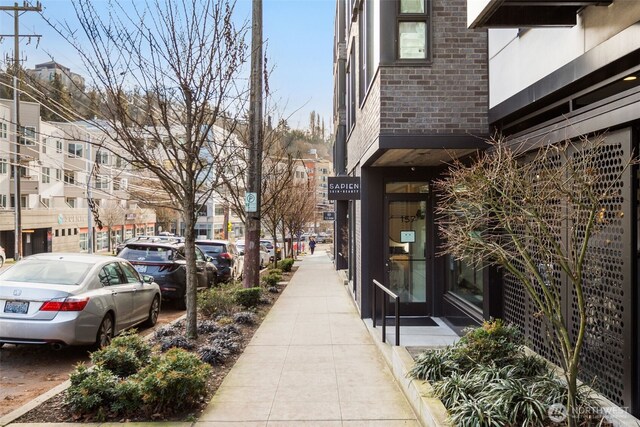 exterior space with curbs and sidewalks