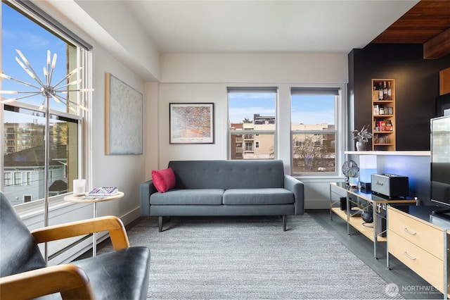 sitting room featuring baseboards and wood finished floors