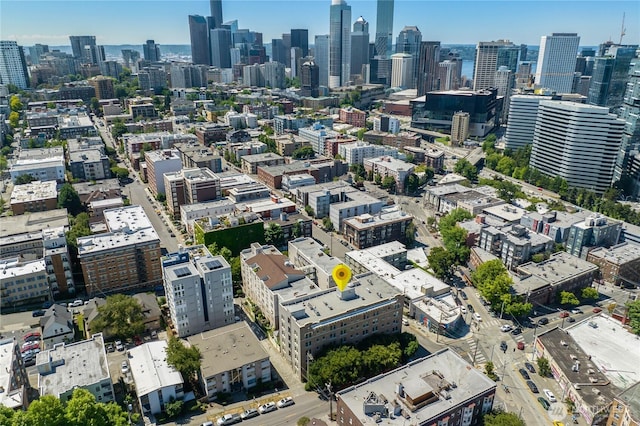 bird's eye view with a view of city