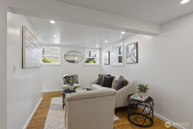 living room featuring light wood-type flooring