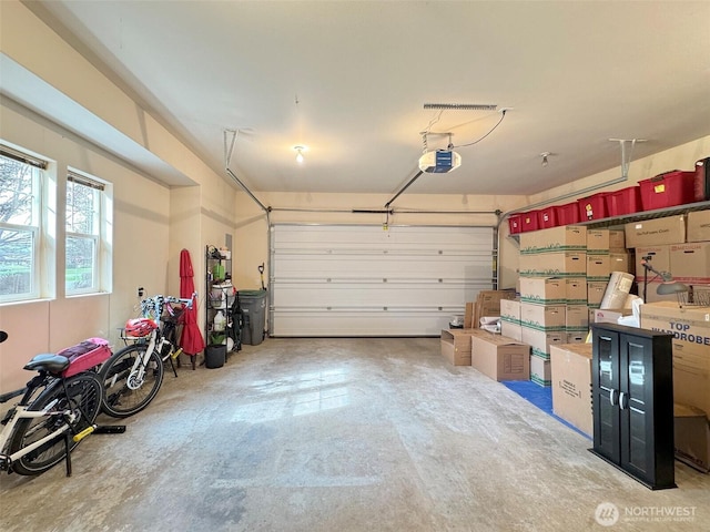 garage with a garage door opener