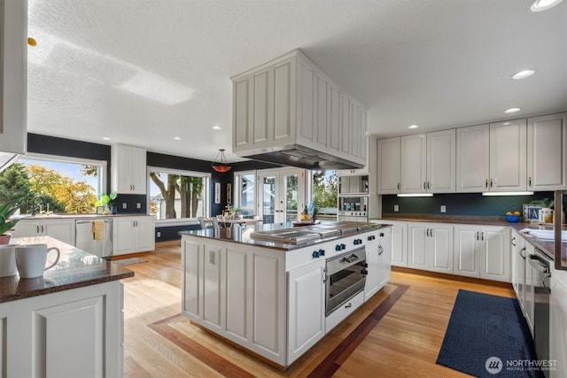 4801 Hyada Blvd NE, Tacoma, WA 98422 - kitchen featuring stainless steel appliances, plenty of natural light, white cabinetry, and light wood-type flooring