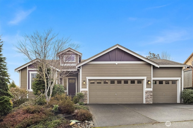 craftsman inspired home featuring a garage