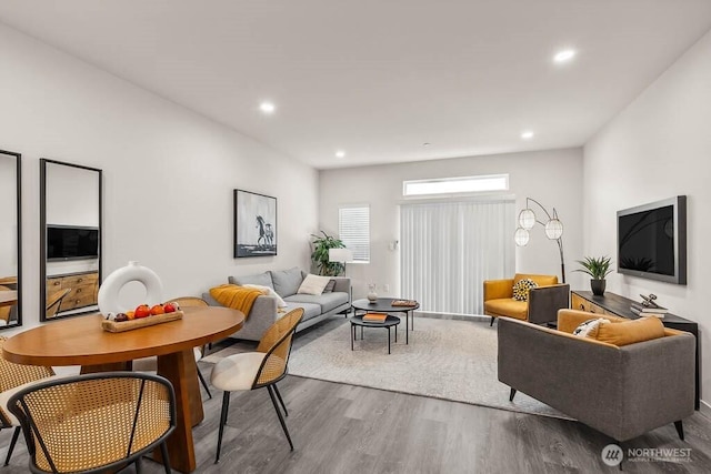 living room with hardwood / wood-style floors