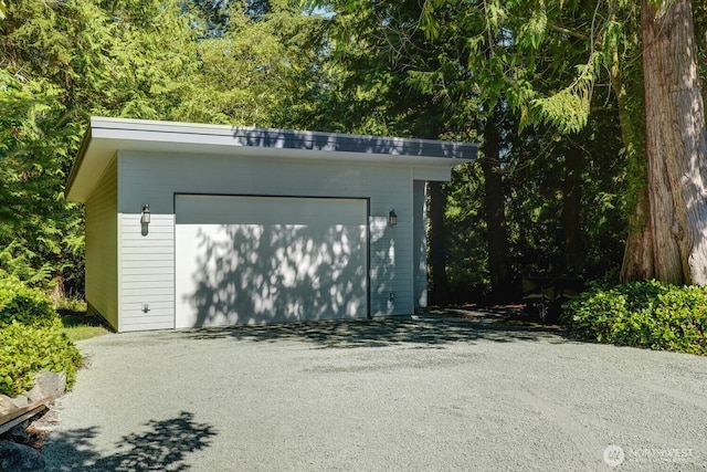 view of detached garage