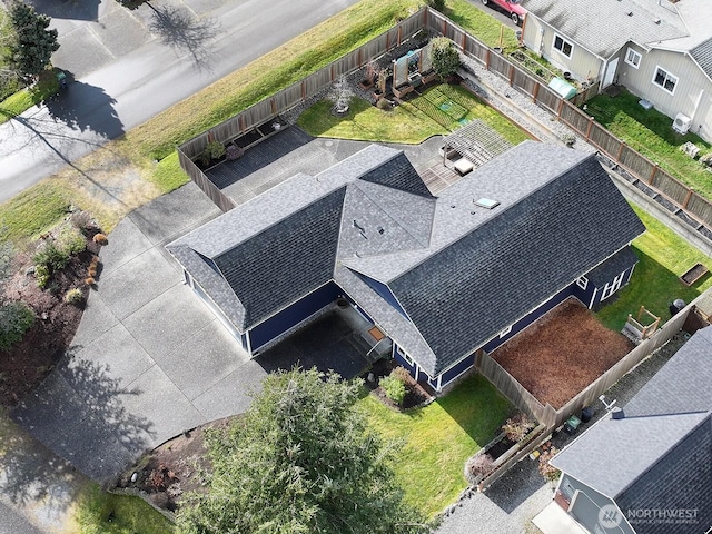 drone / aerial view with a residential view