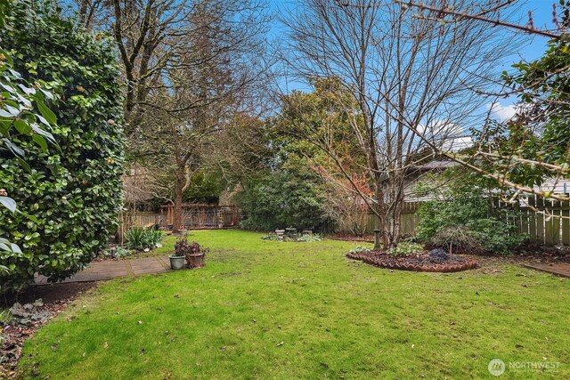 view of yard featuring a fenced backyard