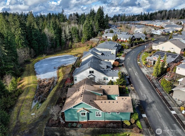 drone / aerial view with a residential view