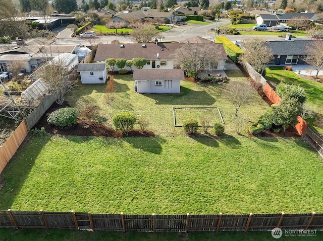 bird's eye view with a residential view