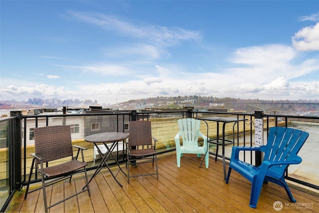 deck with a view of city