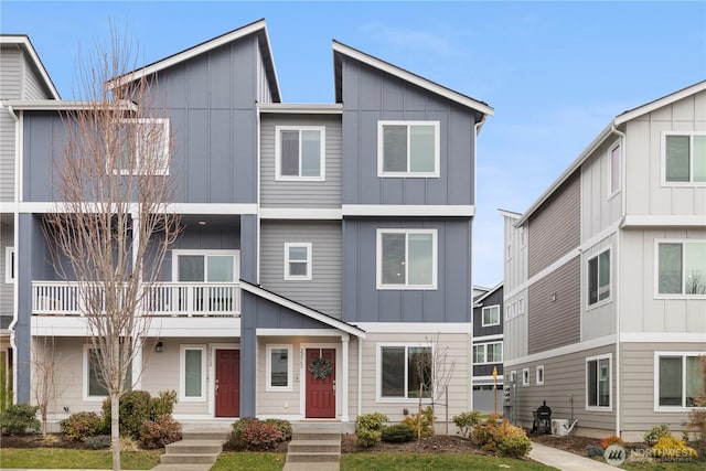 townhome / multi-family property with board and batten siding