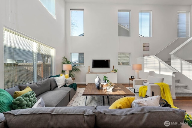 living room featuring light wood-type flooring