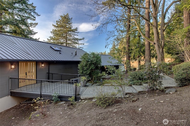 view of front of home with a deck