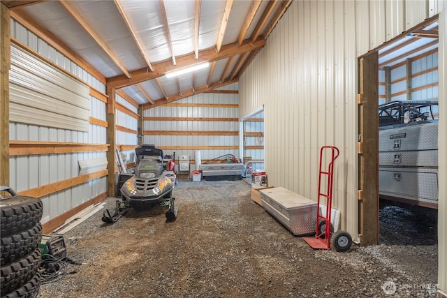 garage featuring metal wall