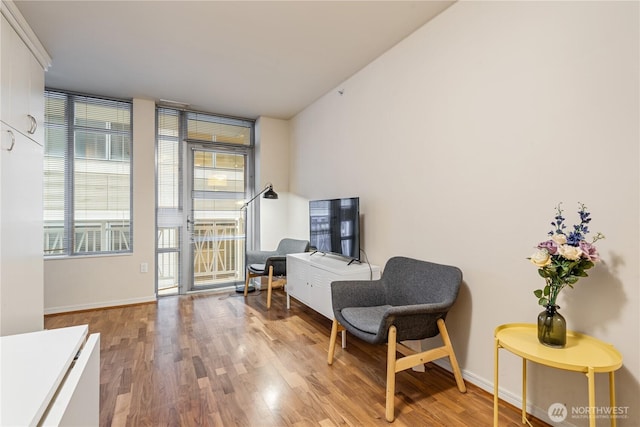 sitting room featuring wood-type flooring