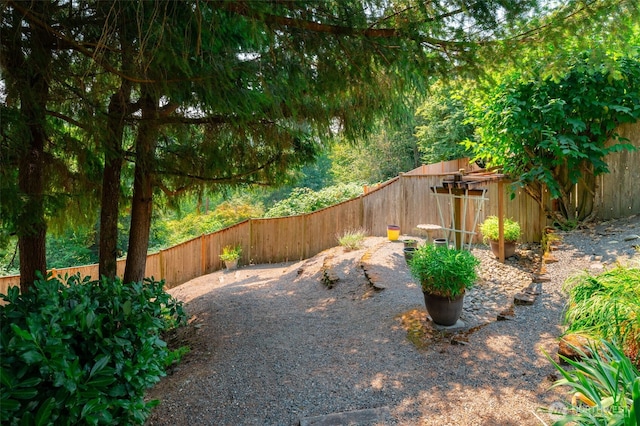 view of yard featuring a fenced backyard