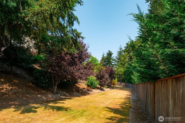 view of yard with fence