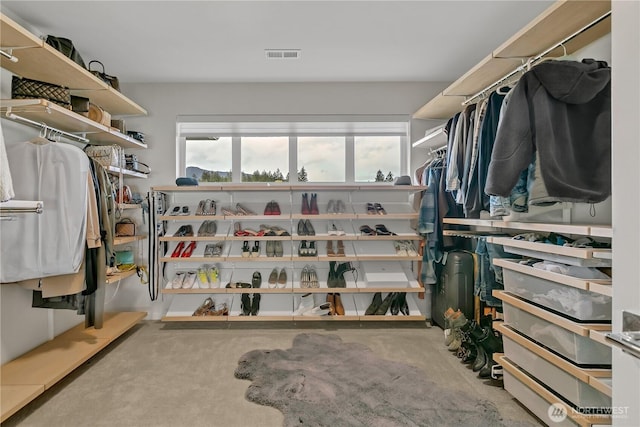 spacious closet featuring visible vents