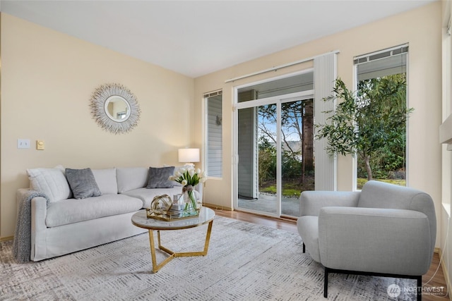 living room with wood finished floors