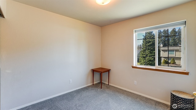 carpeted empty room with baseboards