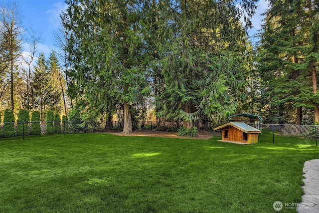 view of yard with a fenced backyard