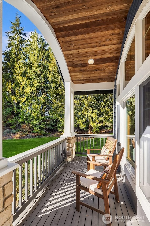 wooden deck with a porch