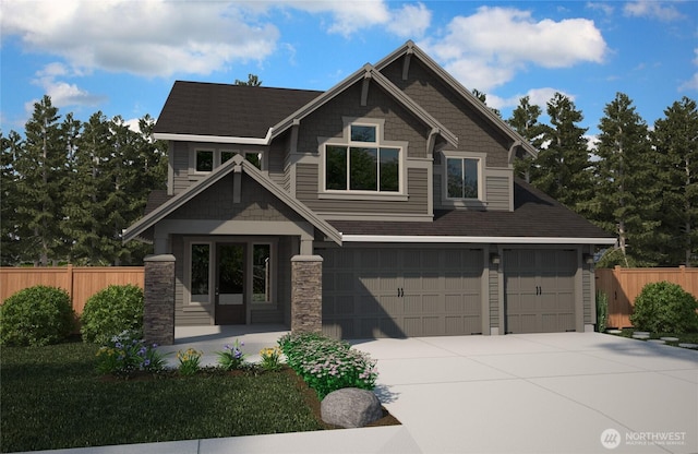 craftsman inspired home with a garage