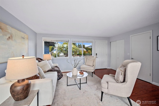 living room with hardwood / wood-style flooring