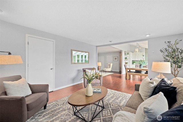 living room with hardwood / wood-style floors