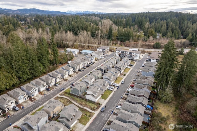 bird's eye view featuring a mountain view