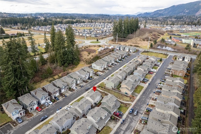 bird's eye view featuring a mountain view