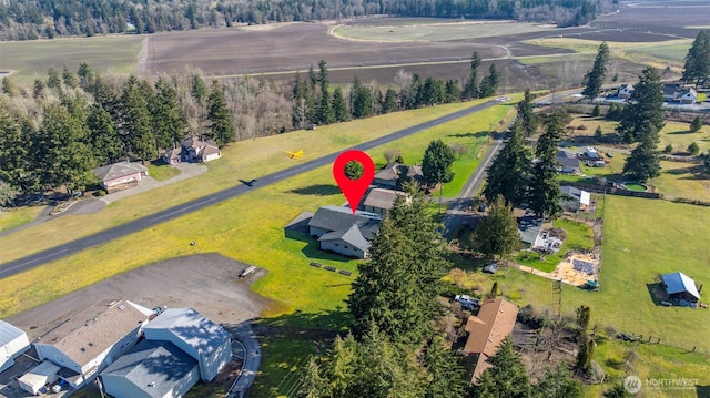 aerial view featuring a rural view