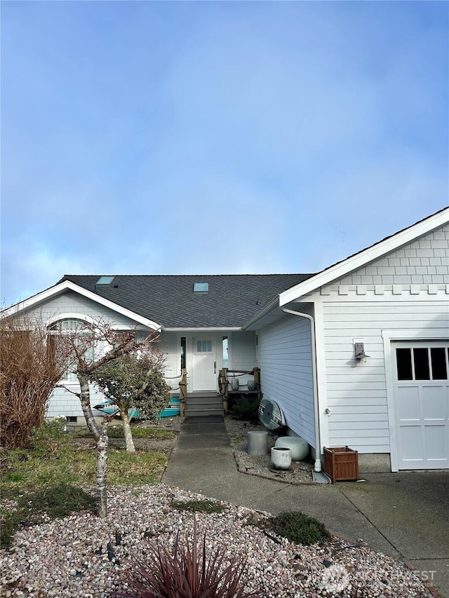 exterior space featuring a garage