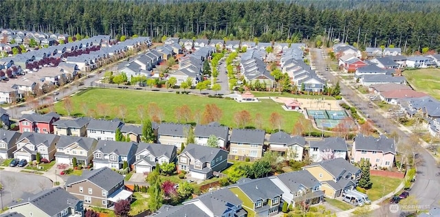 bird's eye view with a residential view