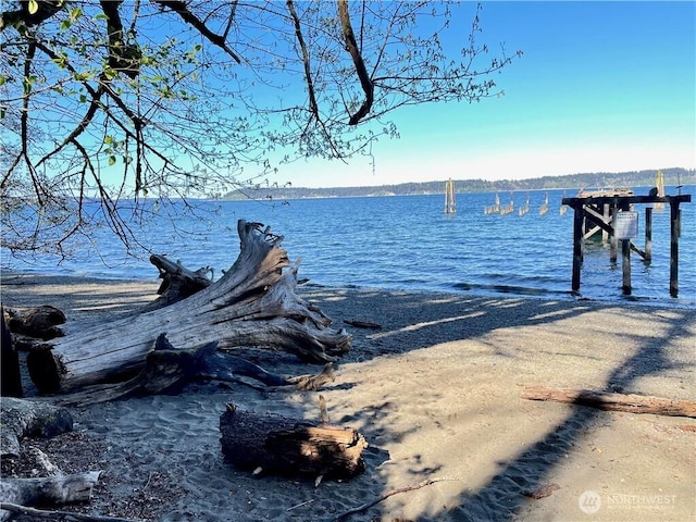 view of water feature featuring a dock